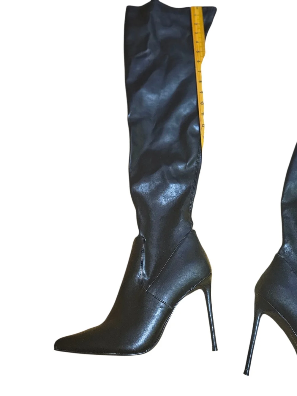 ​Steve Madden Viktory Black Faux Leather Over-the-Knee Stiletto Boots Women's 8